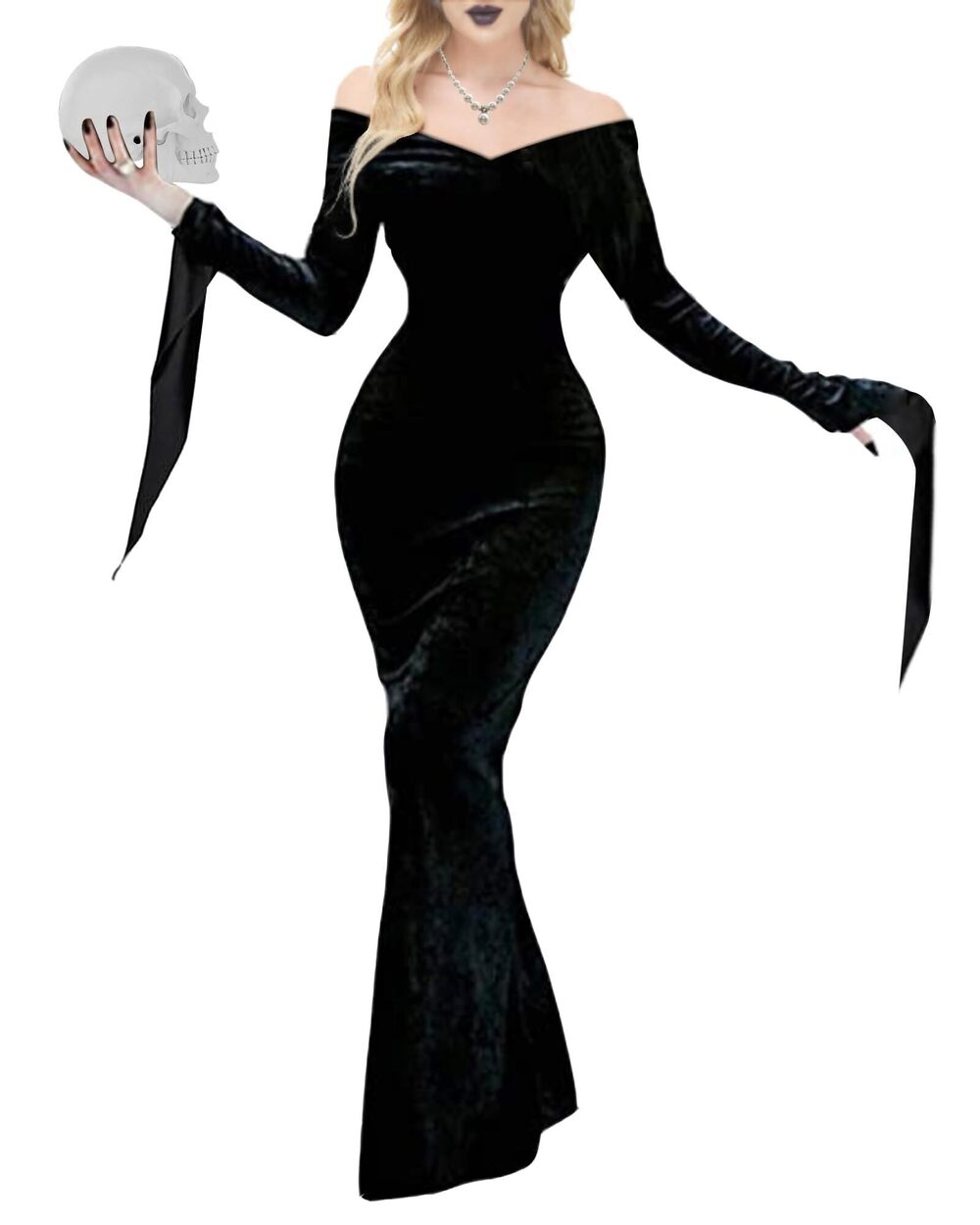 9839 Halloween Velvet Dress Cosplay Dresses Halloween Costume Off Shoulder